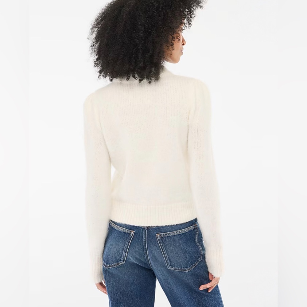 J.Crew Fuzzy Puff-Sleeve Sweater — NWT — Size XXL — Ivory - Picture 3 of 13